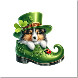 Shetland Sheepdog Shoes For Patricks Day Posters and Art